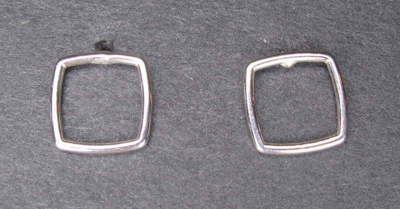 Thin Silver Square Post Earrings
